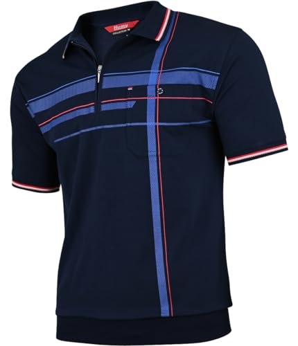 Soltice Poloshirts Herren Kurzarm, Gestreifte Polohemden mit Brusttasche, Blousonshirts aus Baumwoll-Mix (M bis 3XL)