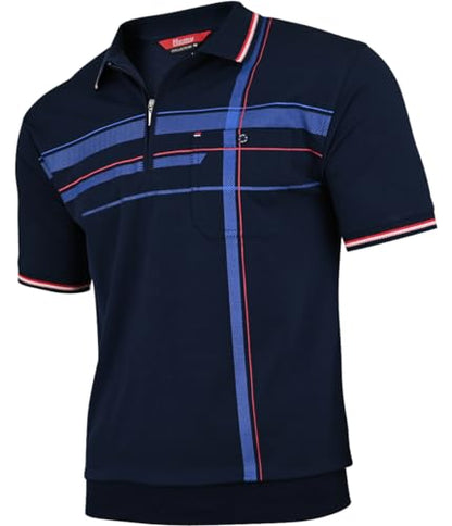 Soltice Poloshirts Herren Kurzarm, Gestreifte Polohemden mit Brusttasche, Blousonshirts aus Baumwoll-Mix (M bis 3XL)