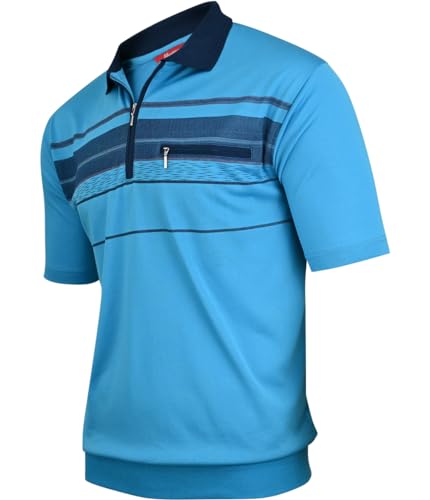 Soltice Poloshirts Herren Kurzarm, Gestreifte Polohemden mit Brusttasche, Blousonshirts aus Baumwoll-Mix (M bis 3XL)