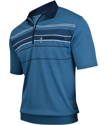 Soltice Poloshirts Herren Kurzarm, Gestreifte Polohemden mit Brusttasche, Blousonshirts aus Baumwoll-Mix (M bis 3XL)