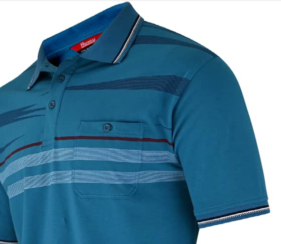 Polo Shirts Herren Kurzarm, Blousonshirts, Gestreifte Polohemden mit Brusttasche aus Baumwoll-Mix (M bis 3XL)