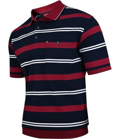 Soltice Poloshirts Herren Kurzarm, Gestreifte Polohemden mit Brusttasche, Blousonshirts aus Baumwoll-Mix (M bis 3XL)