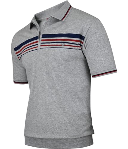 Soltice Poloshirts Herren Kurzarm, Gestreifte Polohemden mit Brusttasche, Blousonshirts aus Baumwoll-Mix (M bis 3XL)