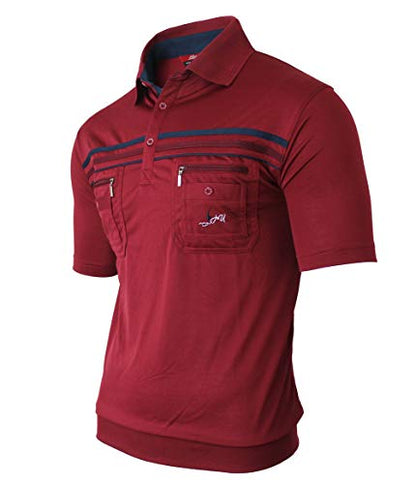 Herren Poloshirt Kurzarm, Polohemd, Gestreifte Blousonshirt mit Brusttasche aus Baumwoll-Mix (M bis 3XL)