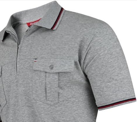 Polo Shirts Herren Kurzarm, Blousonshirts, Gestreifte Polohemden mit Brusttasche aus Baumwoll-Mix (M bis 3XL)