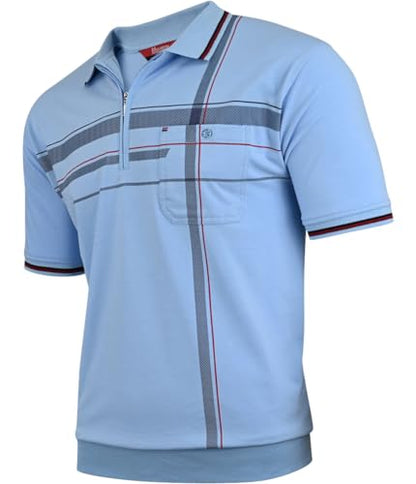 Soltice Poloshirts Herren Kurzarm, Gestreifte Polohemden mit Brusttasche, Blousonshirts aus Baumwoll-Mix (M bis 3XL)