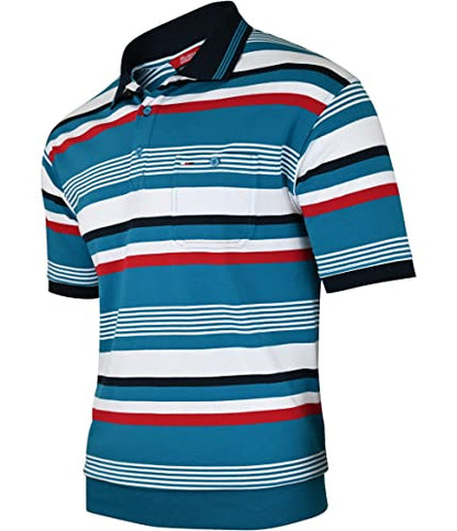 Soltice Poloshirts Herren Kurzarm, Gestreifte Polohemden mit Brusttasche, Blousonshirts aus Baumwoll-Mix (M bis 3XL)
