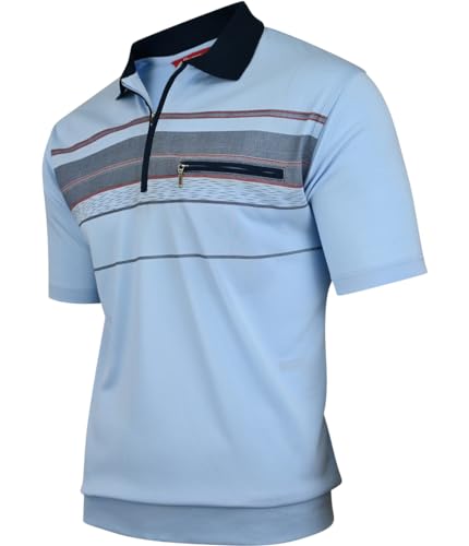 Soltice Poloshirts Herren Kurzarm, Gestreifte Polohemden mit Brusttasche, Blousonshirts aus Baumwoll-Mix (M bis 3XL)