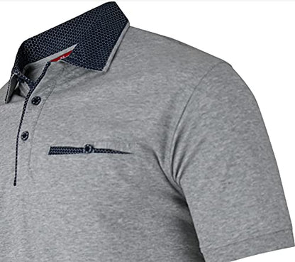 Herren Poloshirt Kurzarm, Polohemd, Gestreifte Blousonshirt mit Brusttasche aus Baumwoll-Mix (M bis 3XL)