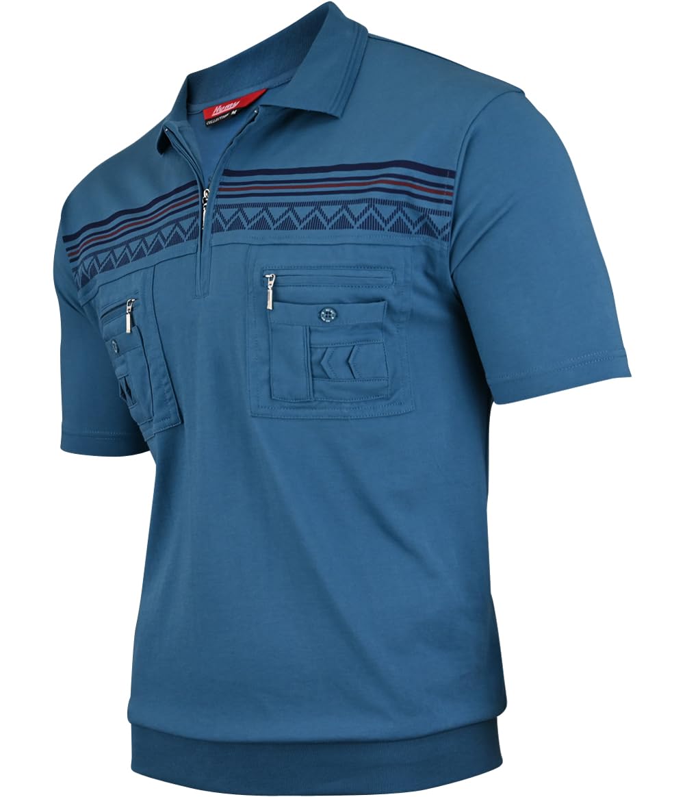 Soltice Herren Poloshirts Kurzarm, Gestreift mit Brusttasche, Polohemden, Blousonshirts aus Baumwoll-Mix (M bis 3XL)