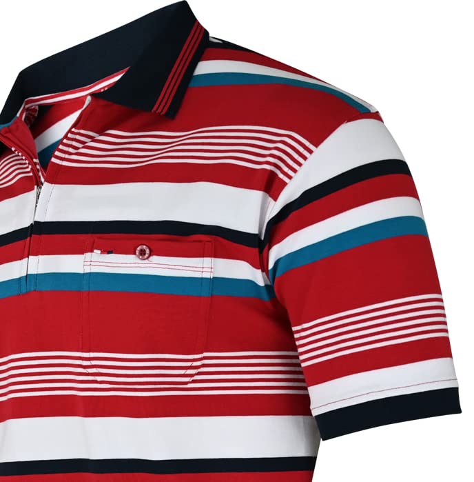 Polo Shirts Herren Kurzarm, Blousonshirts, Gestreifte Polohemden mit Brusttasche aus Baumwoll-Mix (M bis 3XL)