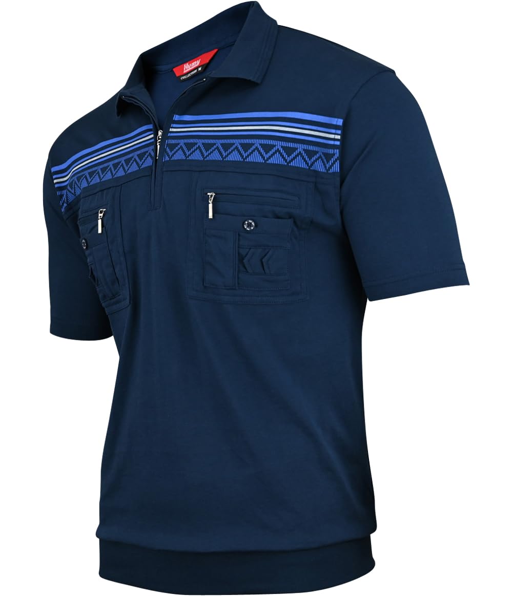 Soltice Herren Poloshirts Kurzarm, Gestreift mit Brusttasche, Polohemden, Blousonshirts aus Baumwoll-Mix (M bis 3XL)