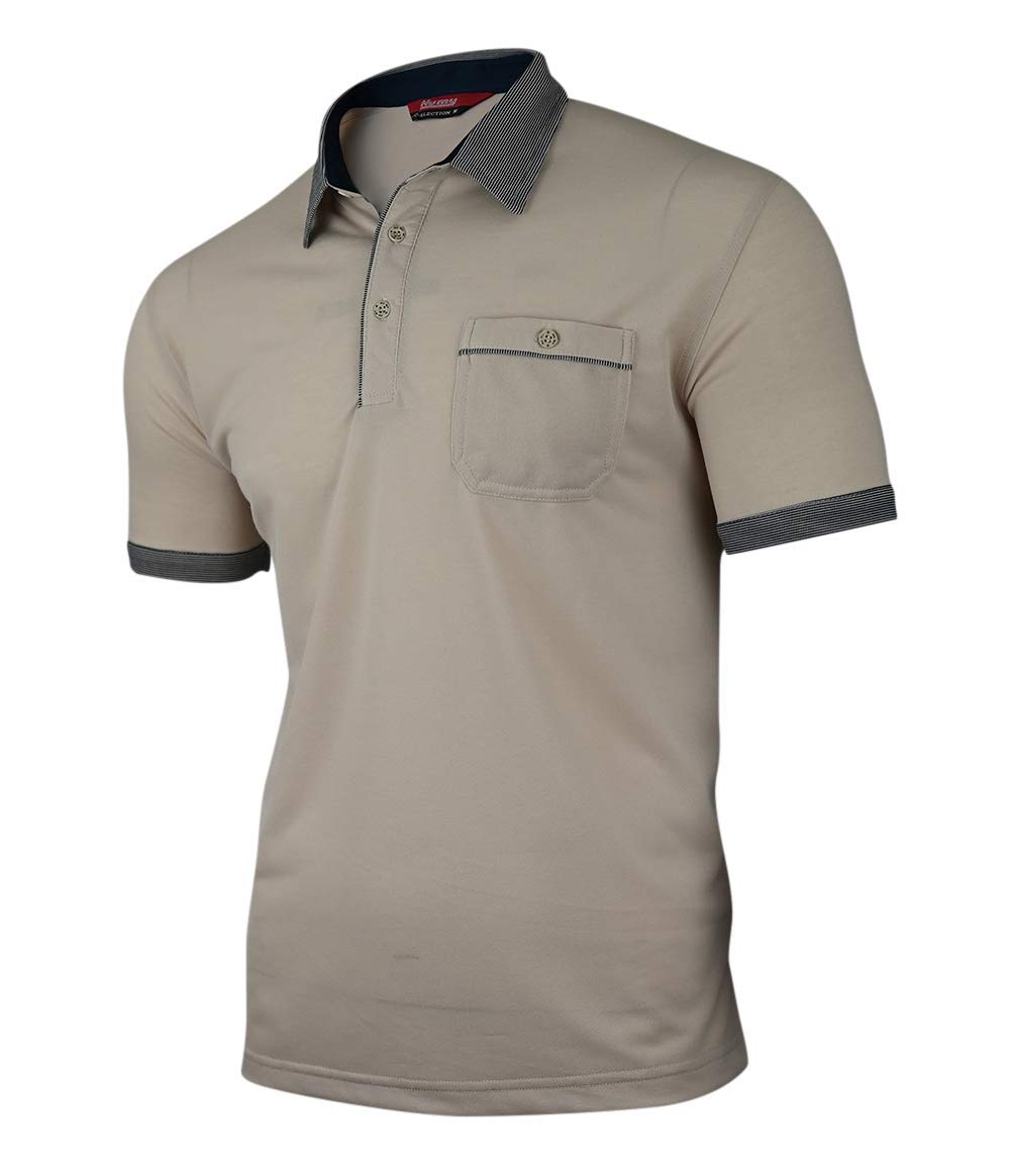 Polo Shirts Herren Kurzarm, Blousonshirts, Gestreifte Polohemden mit Brusttasche aus Baumwoll-Mix (M bis 3XL)