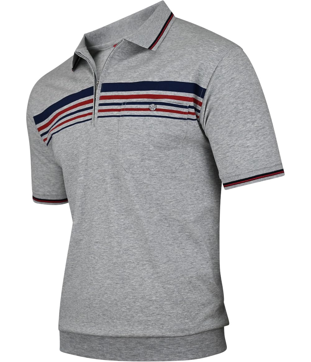 Soltice Poloshirts Herren Kurzarm, Gestreifte Polohemden mit Brusttasche, Blousonshirts aus Baumwoll-Mix (M bis 3XL)
