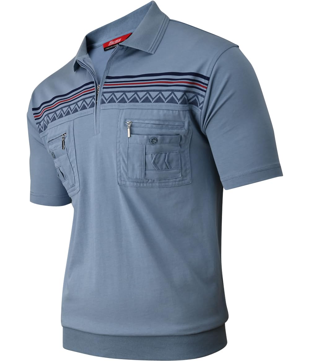 Soltice Herren Poloshirts Kurzarm, Gestreift mit Brusttasche, Polohemden, Blousonshirts aus Baumwoll-Mix (M bis 3XL)